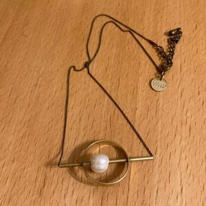 Larissa Loden Necklace Freshwater Pearl Stacking Layering Brass Minneapolis